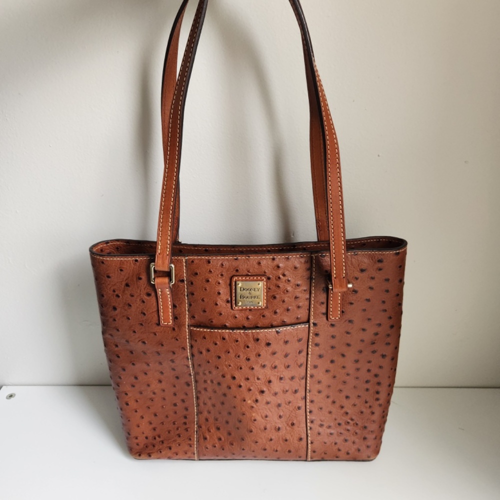 Dooney & Bourke Ostrich Tote Zipper Red Interior